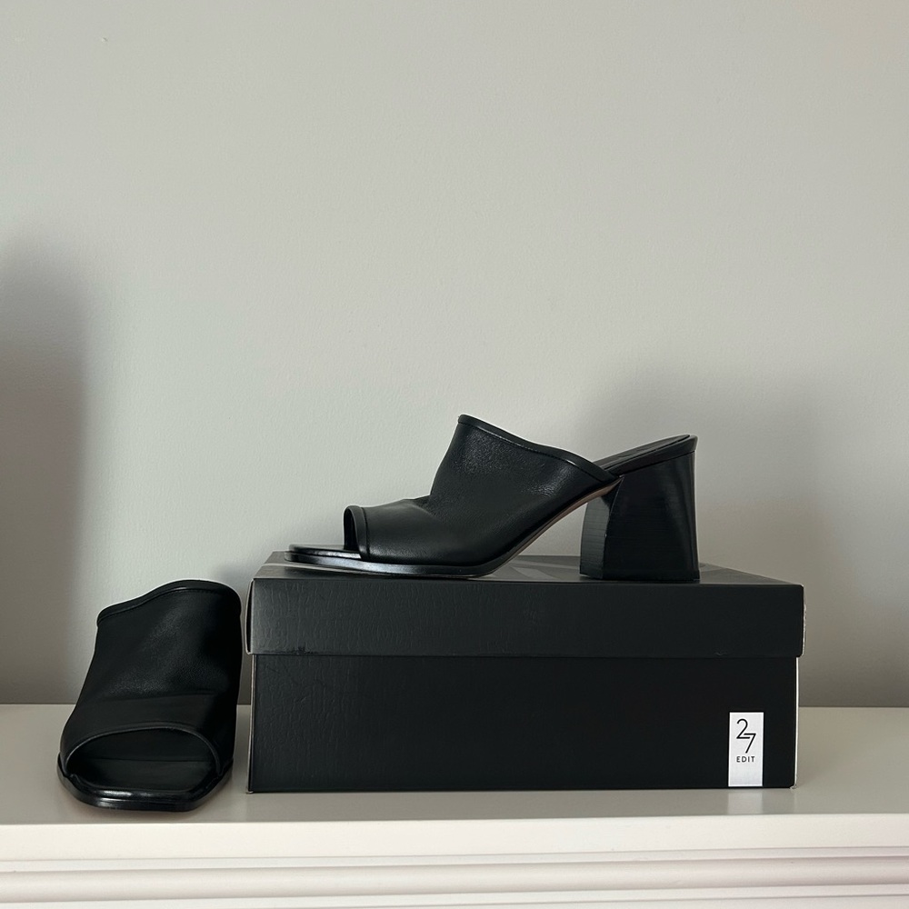 27 EDIT Black Mules Sleek Minimalist Design